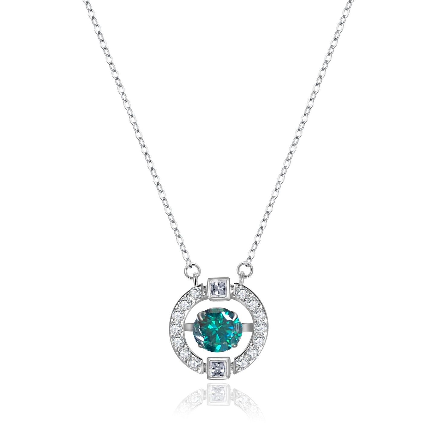 Sparkling Dance 1ct Emerald Green Moissanite Necklace