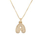 Golden Bubble Initial Letter Necklace w/ Zirconia & Brass Alphabet Necklaces