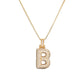 Golden Bubble Initial Letter Necklace w/ Zirconia & Brass Alphabet Necklaces