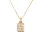 Golden Bubble Initial Letter Necklace w/ Zirconia & Brass Alphabet Necklaces