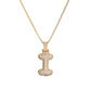 Golden Bubble Initial Letter Necklace w/ Zirconia & Brass Alphabet Necklaces