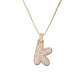 Golden Bubble Initial Letter Necklace w/ Zirconia & Brass Alphabet Necklaces