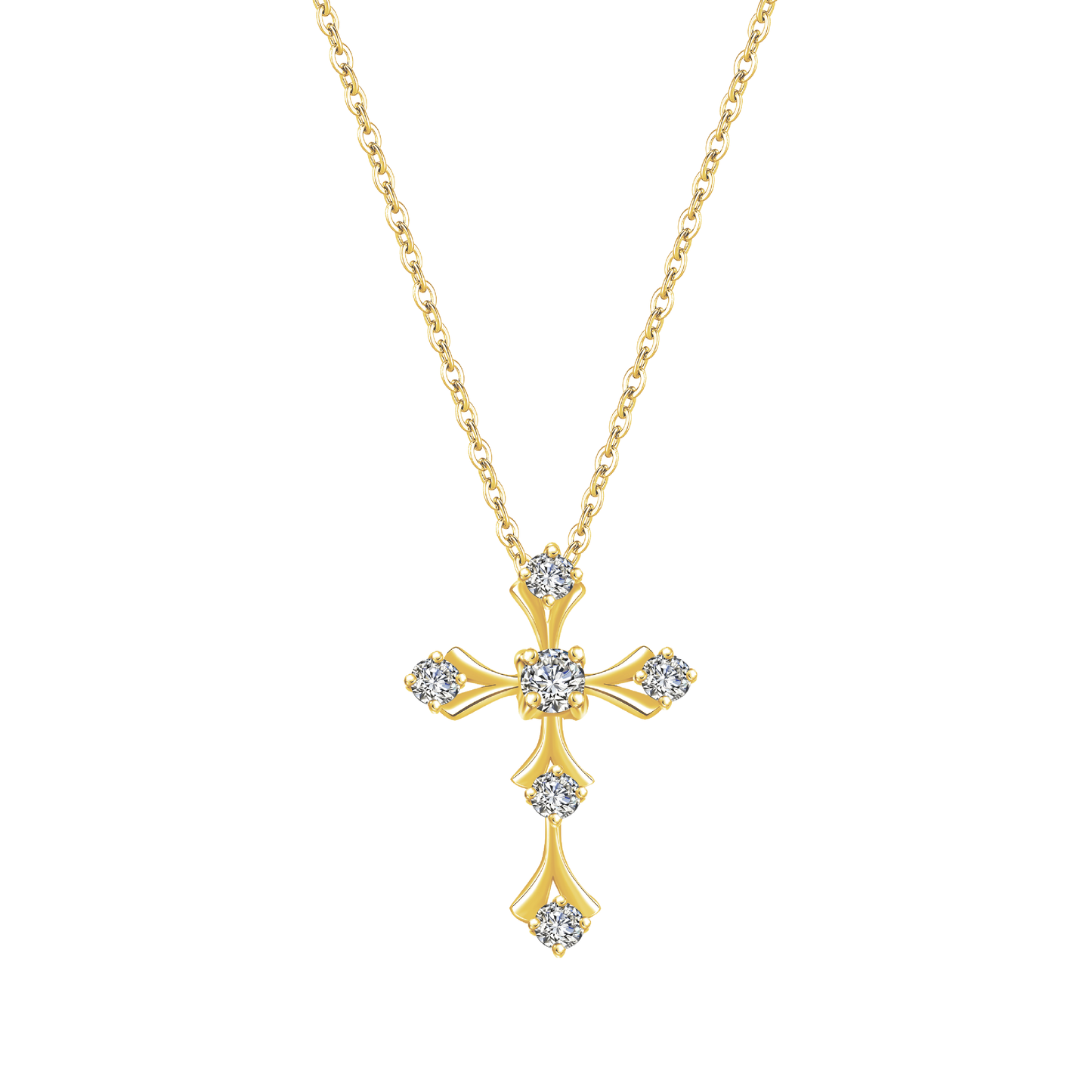 Renaissance Cross 0.2ct Moissanite 24K Gold Pendant