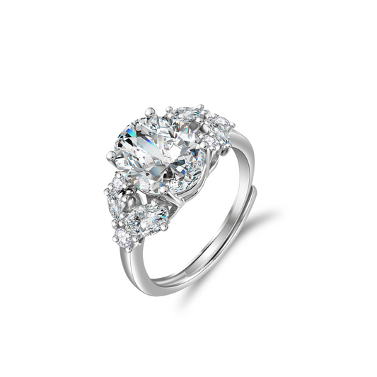 [C] Luxuriant Foliage 3ct Oval Cut Moissanite Diamond Ring D color VVS Clarity