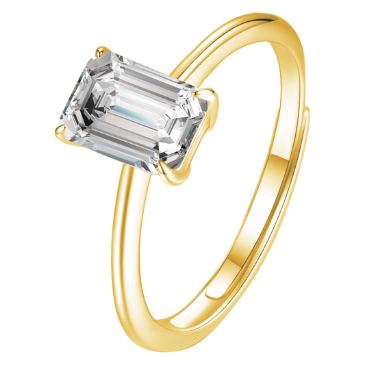 [LeBijouLab] Emerald Cut 1ct Moissanite 24K Gold Ring