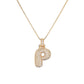 Golden Bubble Initial Letter Necklace w/ Zirconia & Brass Alphabet Necklaces