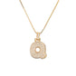 Golden Bubble Initial Letter Necklace w/ Zirconia & Brass Alphabet Necklaces