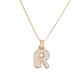 Golden Bubble Initial Letter Necklace w/ Zirconia & Brass Alphabet Necklaces