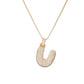 Golden Bubble Initial Letter Necklace w/ Zirconia & Brass Alphabet Necklaces