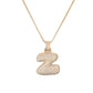 Golden Bubble Initial Letter Necklace w/ Zirconia & Brass Alphabet Necklaces