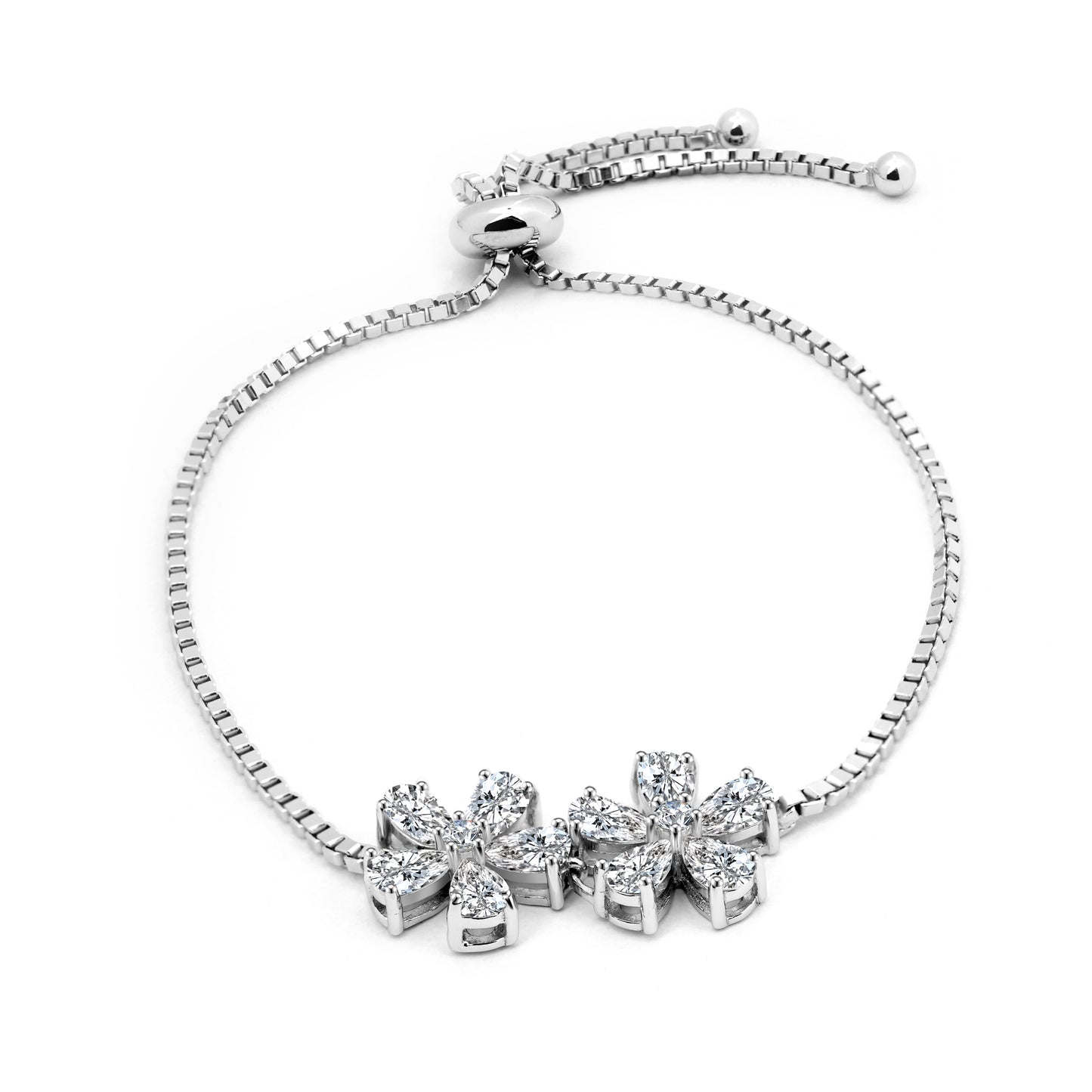 Twins Flower Moissanite Diamond Bracelet