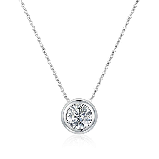 Round Bezel 1ct Moissanite Necklace