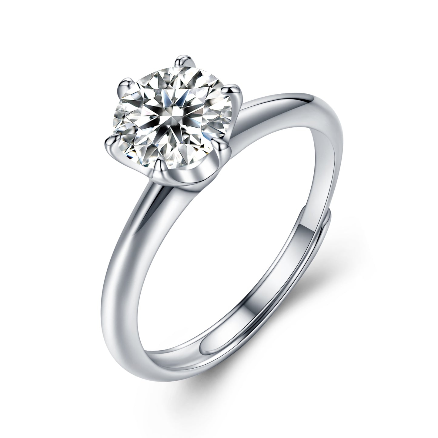 Six-Prong 1ct Moissanite Engagement Ring