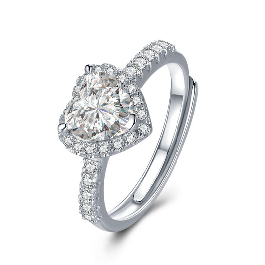 [D&J] Heart-Shaped Halo 1ct Moissanite Ring