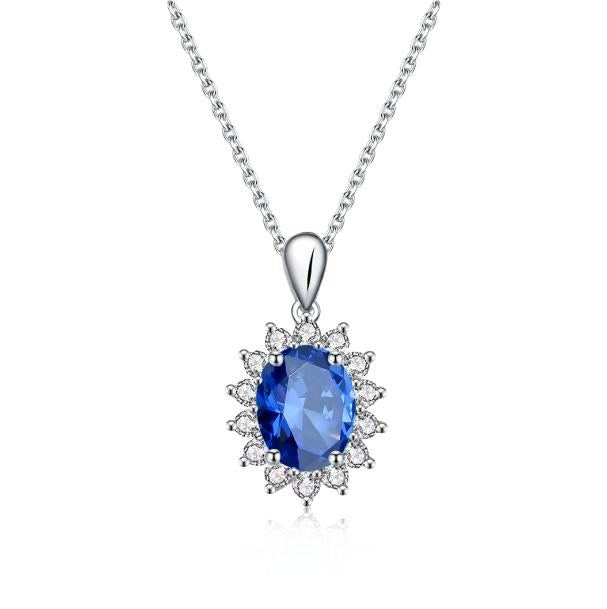 Oval Shape Sunflower Blue Moissanite 1ct Necklace