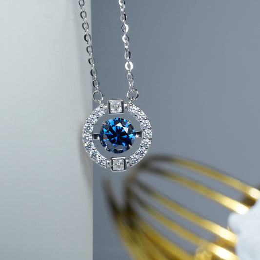 Sparkling Dance 1ct Sapphire Blue Moissanite Necklace