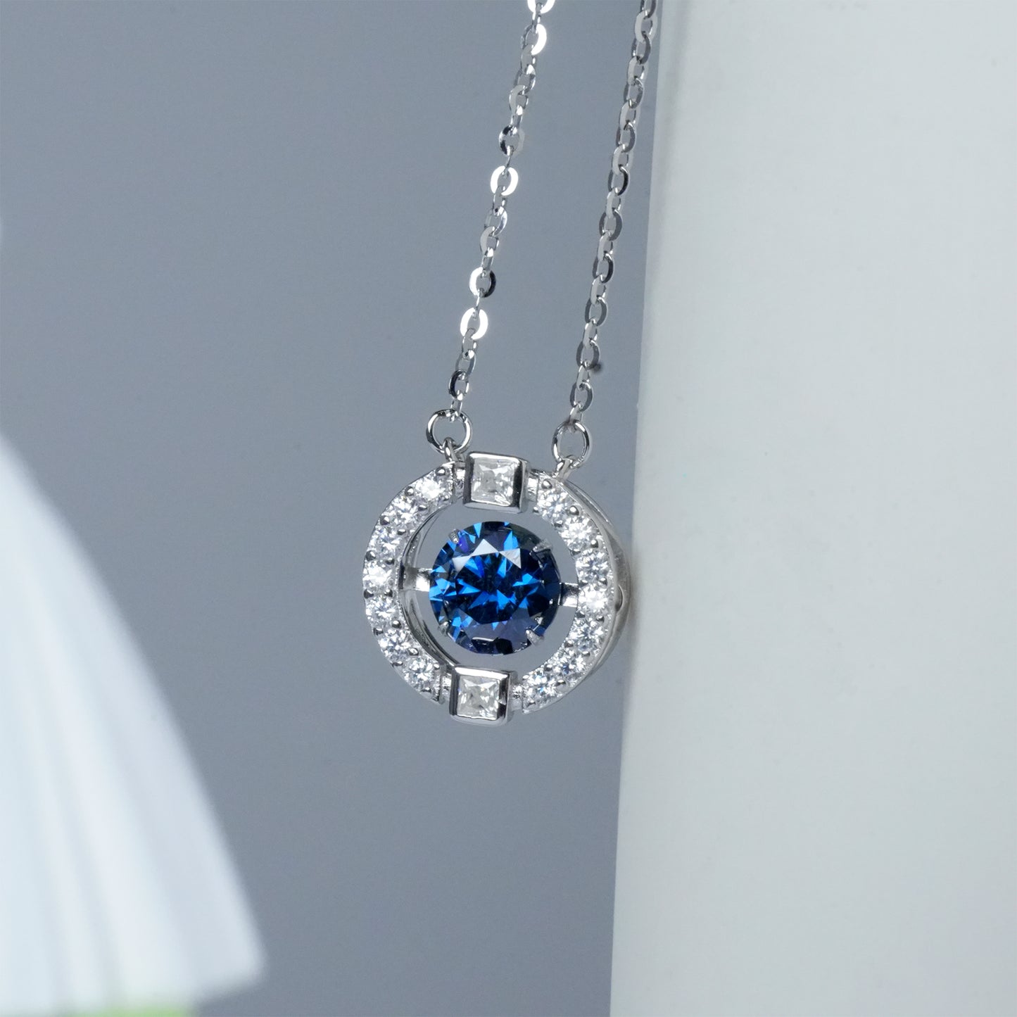 Sparkling Dance 1ct Sapphire Blue Moissanite Necklace