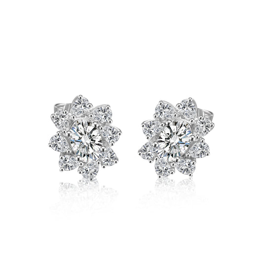 Sunflower Oval Shaped 0.5ct*2 Moissanite Stud Earrings