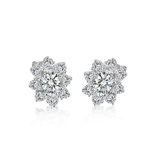 [D&J] Sunflower Oval Shaped 0.5ct*2 Moissanite Stud Earrings