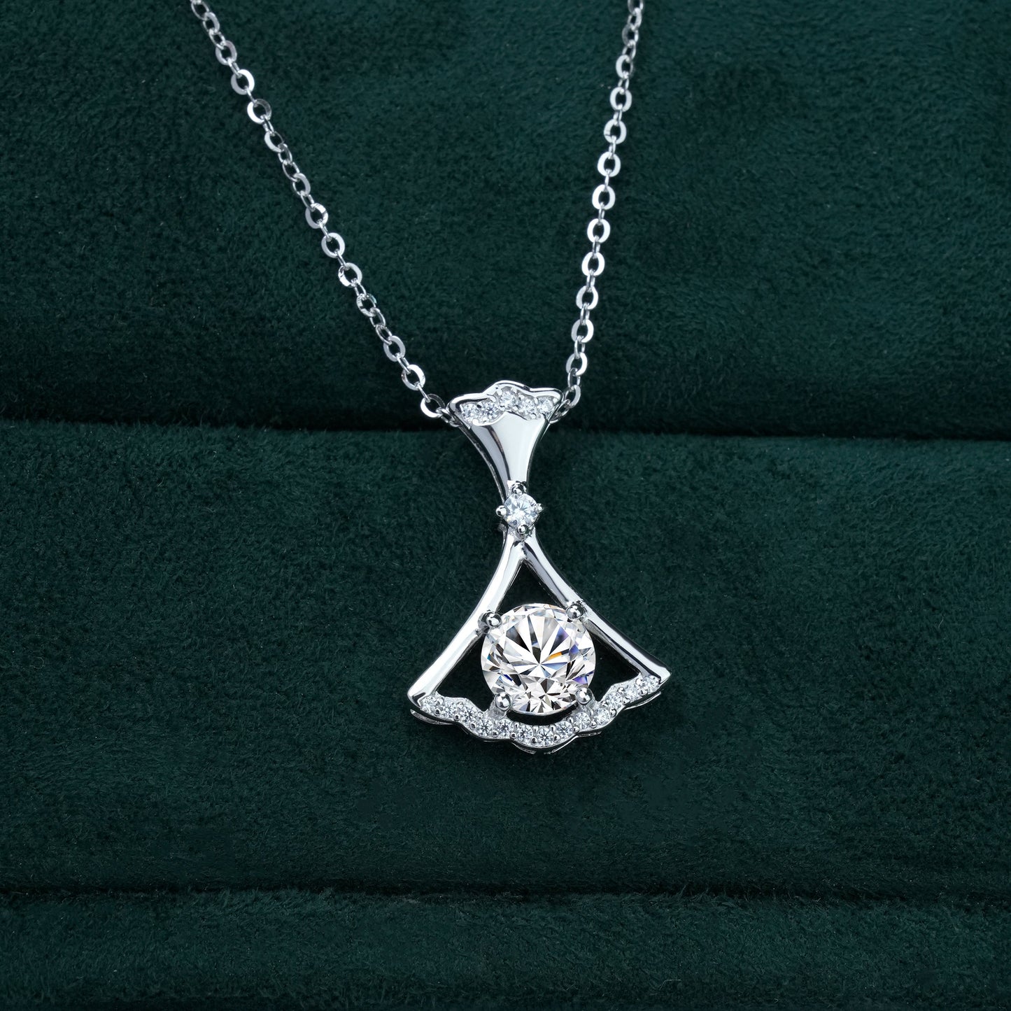 [D&J] Rhythm of Love 1ct Moissanite Diamond Pendant w/s925 Chain