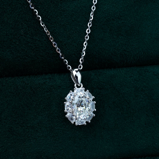 Oval Cluster 1Carat Moissanite Necklace