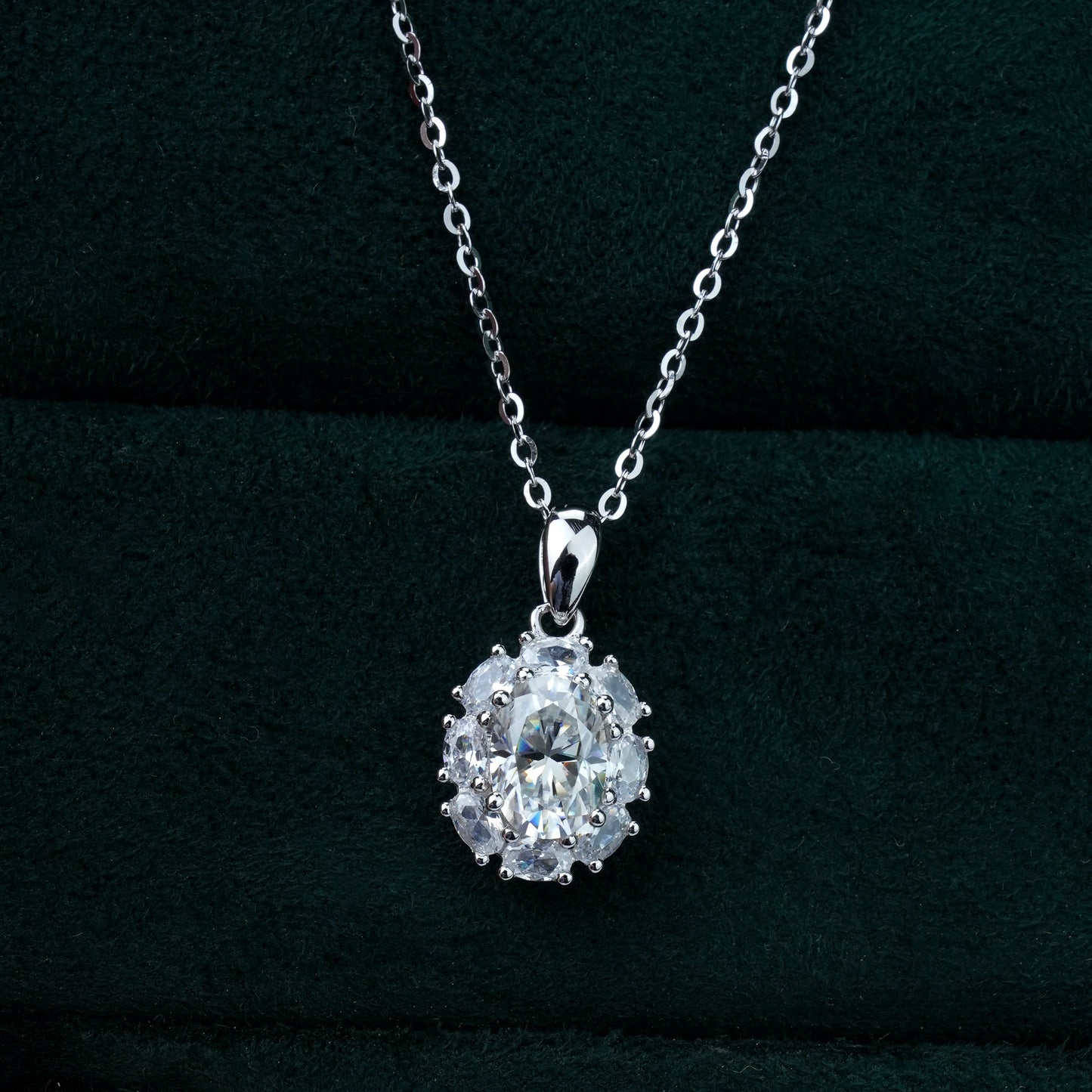 Oval Cluster 1Carat Moissanite Necklace