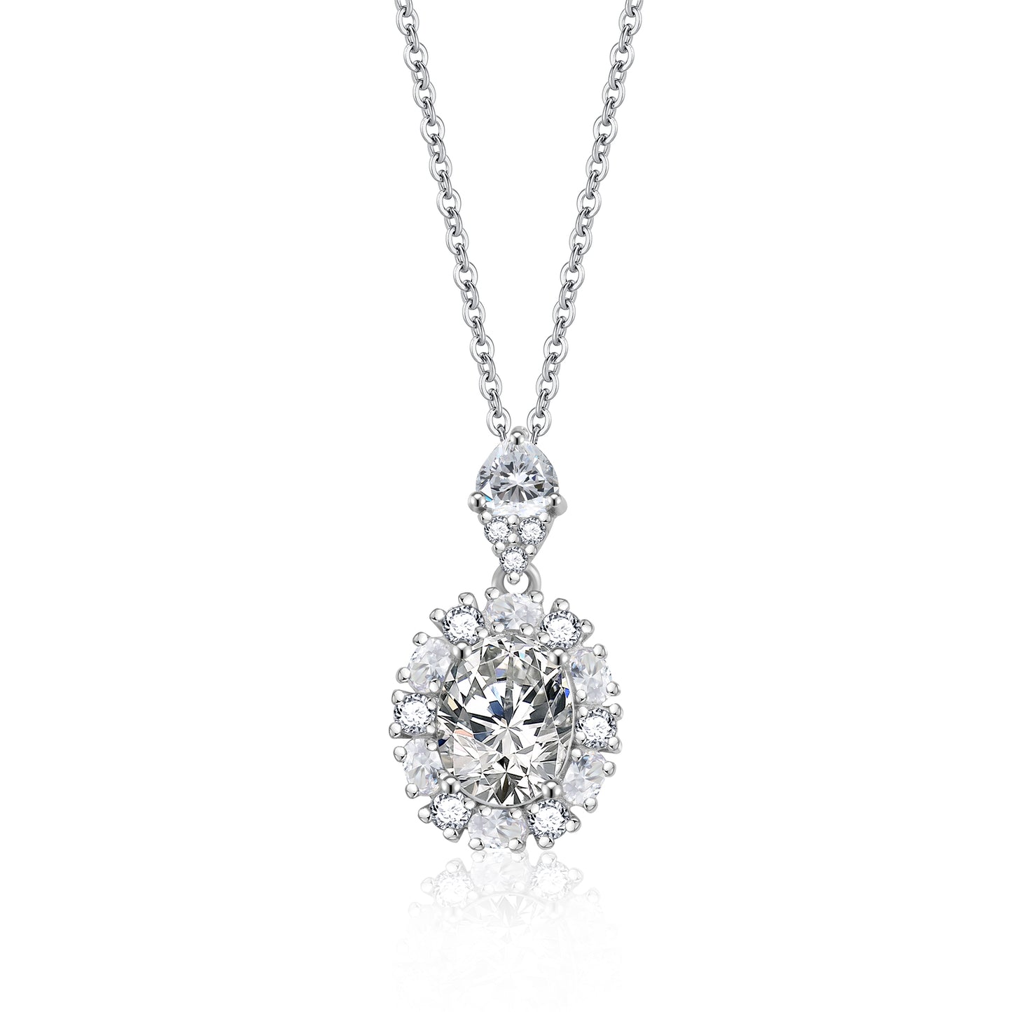 Beloved Oval 2ct Halo Moissanite Necklace