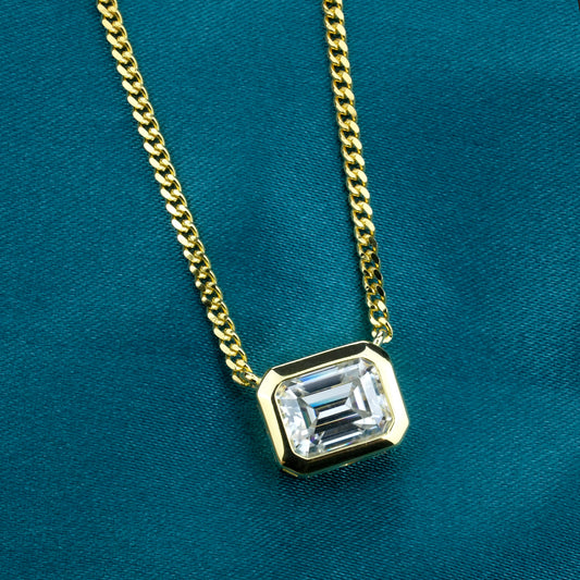 Emerald 3Carat Moissanite 24K Gold Pendant