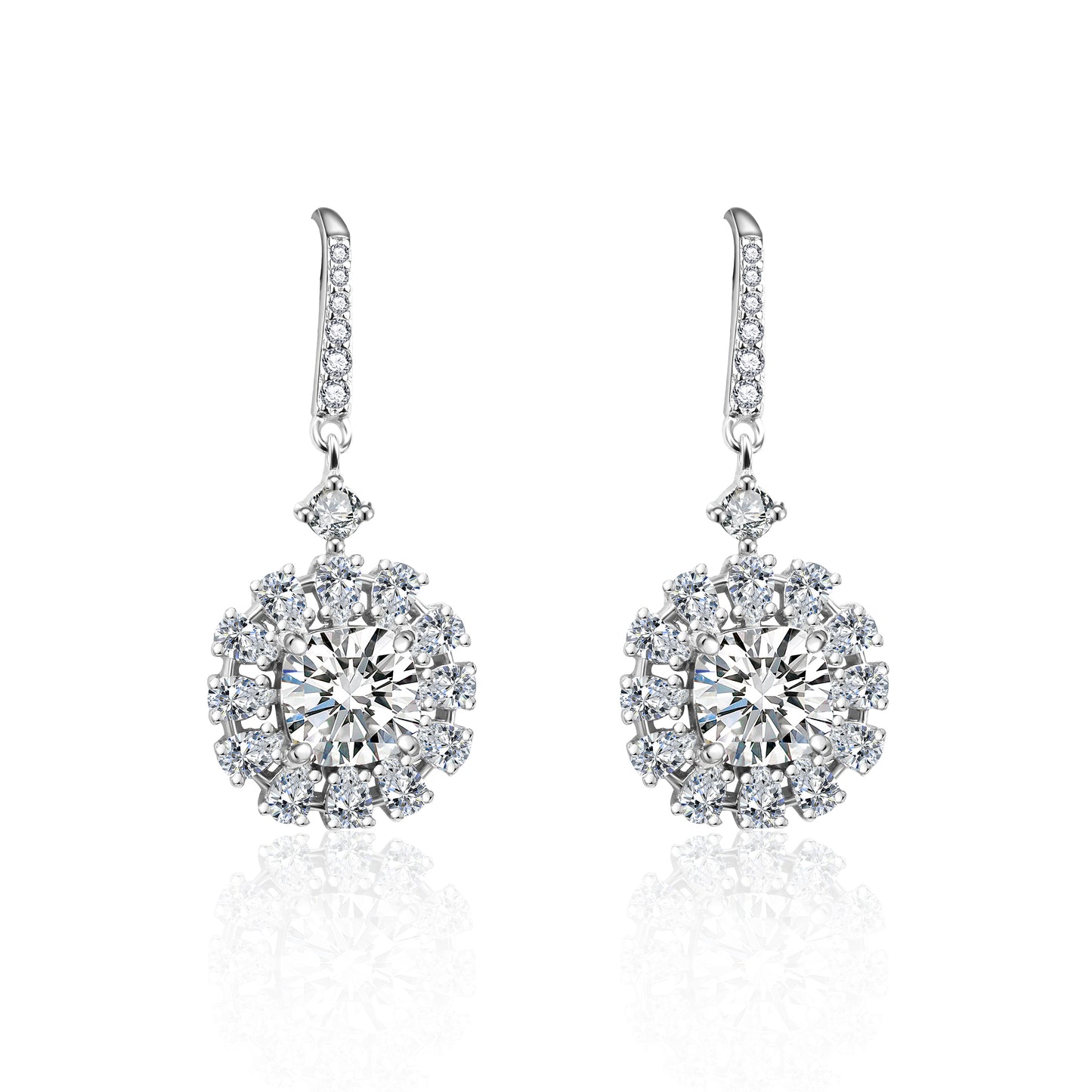 [LeBijouLab] Celeste Cushion Cut 1ct*2 Dangling Moissanit Earrings