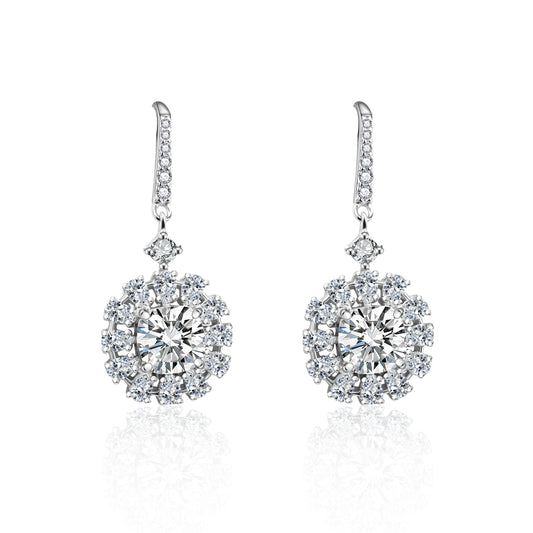 [LeBijouLab] Celeste Cushion Cut 1ct*2 Dangling Moissanit Earrings