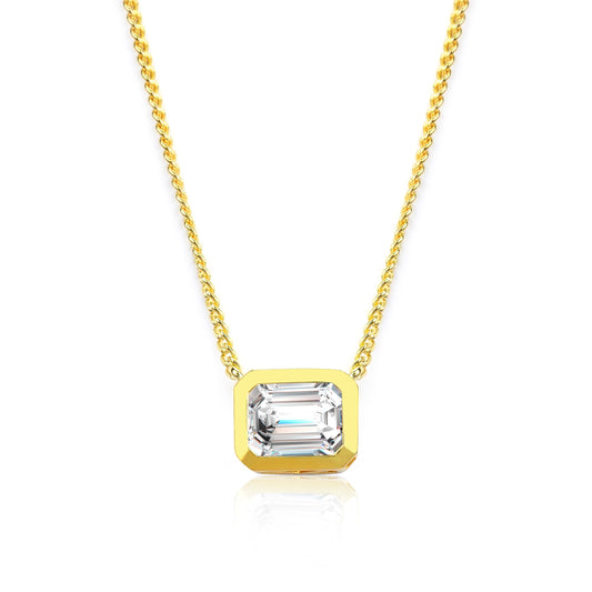 Emerald 3Carat Moissanite 24K Gold Pendant