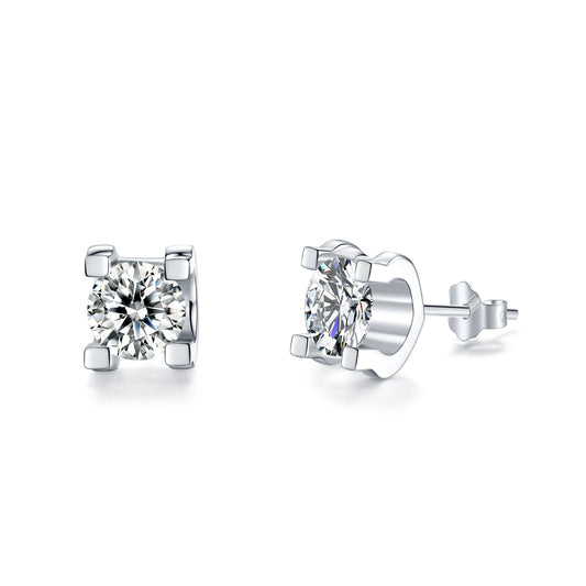 C Solitaire 0.5ct*2 Moissanite Stud Earrings