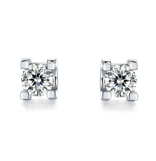 [D&J] C Solitaire 0.5ct*2 Moissanite Stud Earrings