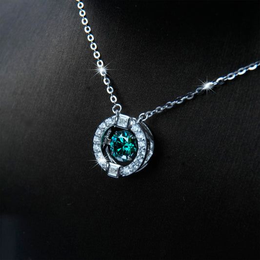 Sparkling Dance 1ct Emerald Green Moissanite Necklace