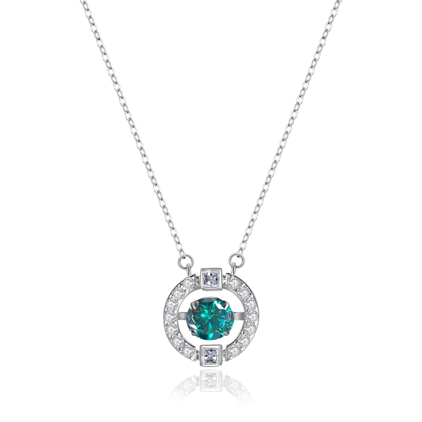 Sparkling Dance 1ct Emerald Green Moissanite Necklace