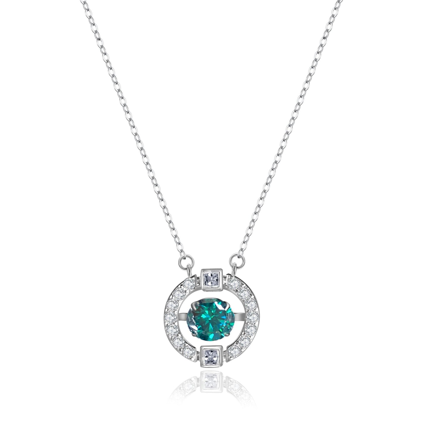 [D&J] Sparkling Dance 1ct Emerald Green Moissanite Necklace