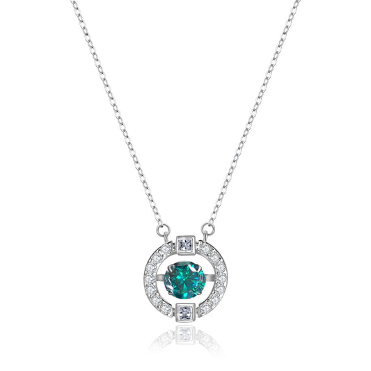 [D&J] Sparkling Dance 1ct Emerald Green Moissanite Necklace