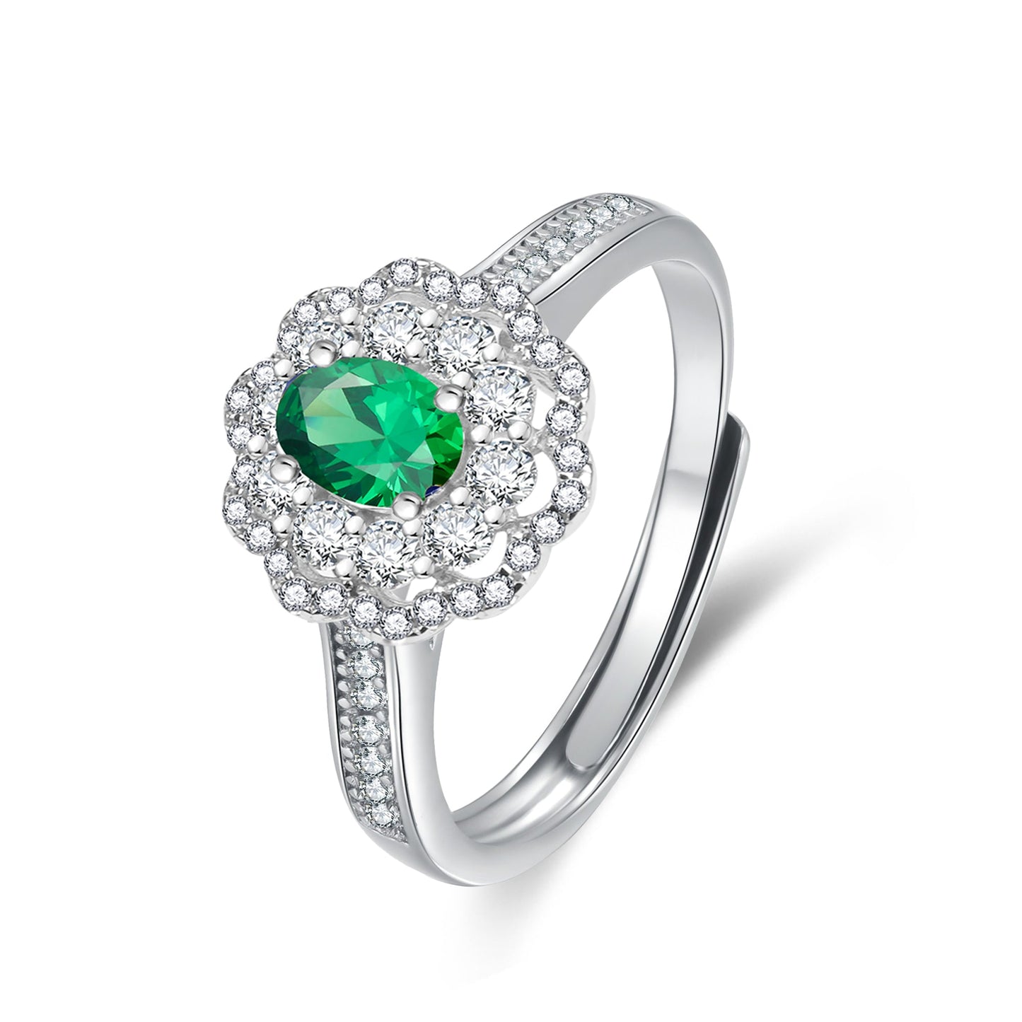 [D&J] 0.5ct Oval Cut Emerald Color Moissanite Ring w/s925 Band