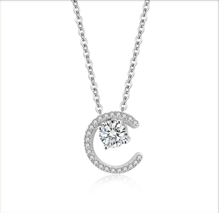 Luna Dancing Heart 0.5ct Moissanite Diamond Silver Necklace