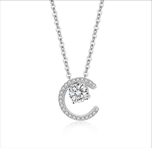 Luna Dancing Heart 0.5ct Moissanite Diamond Silver Necklace