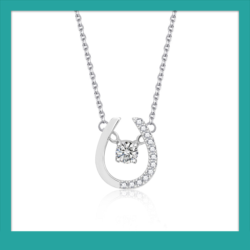 Horse Shoe 0.3ct Moissanite Diamond Pendant w/s925 Chain