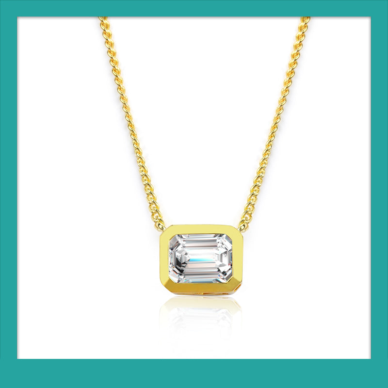 Emerald 3Carat Moissanite 24K Gold Pendant