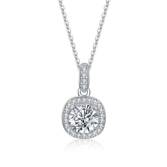 Cushion Halo 1Carat Moissanite Necklace