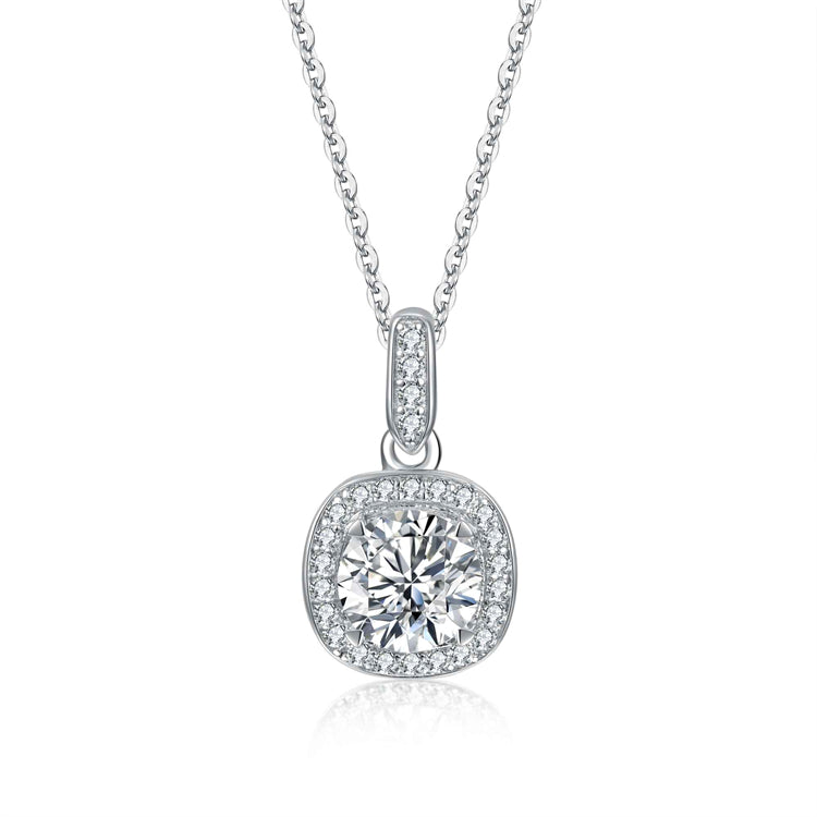 [D&J] Cushion Halo 1Carat Moissanite Necklace