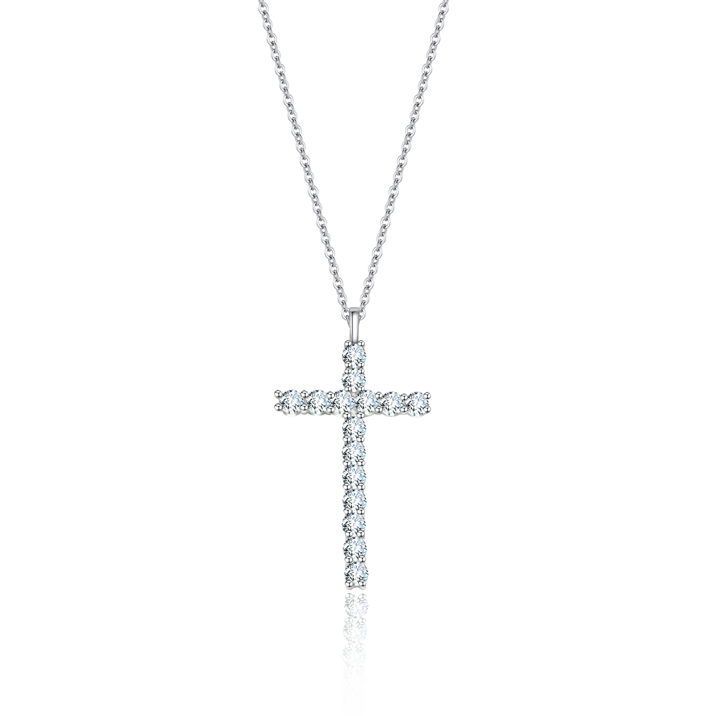 Cross 1ct Moissanite Necklace w/ 925 Sterling Silver Chain