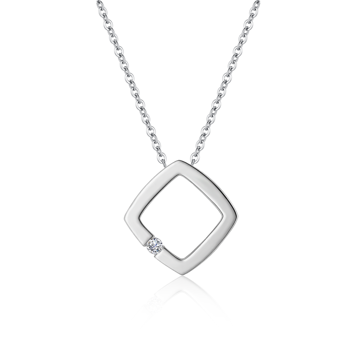 Square-shaped 0.1Carat Moissanite Necklace