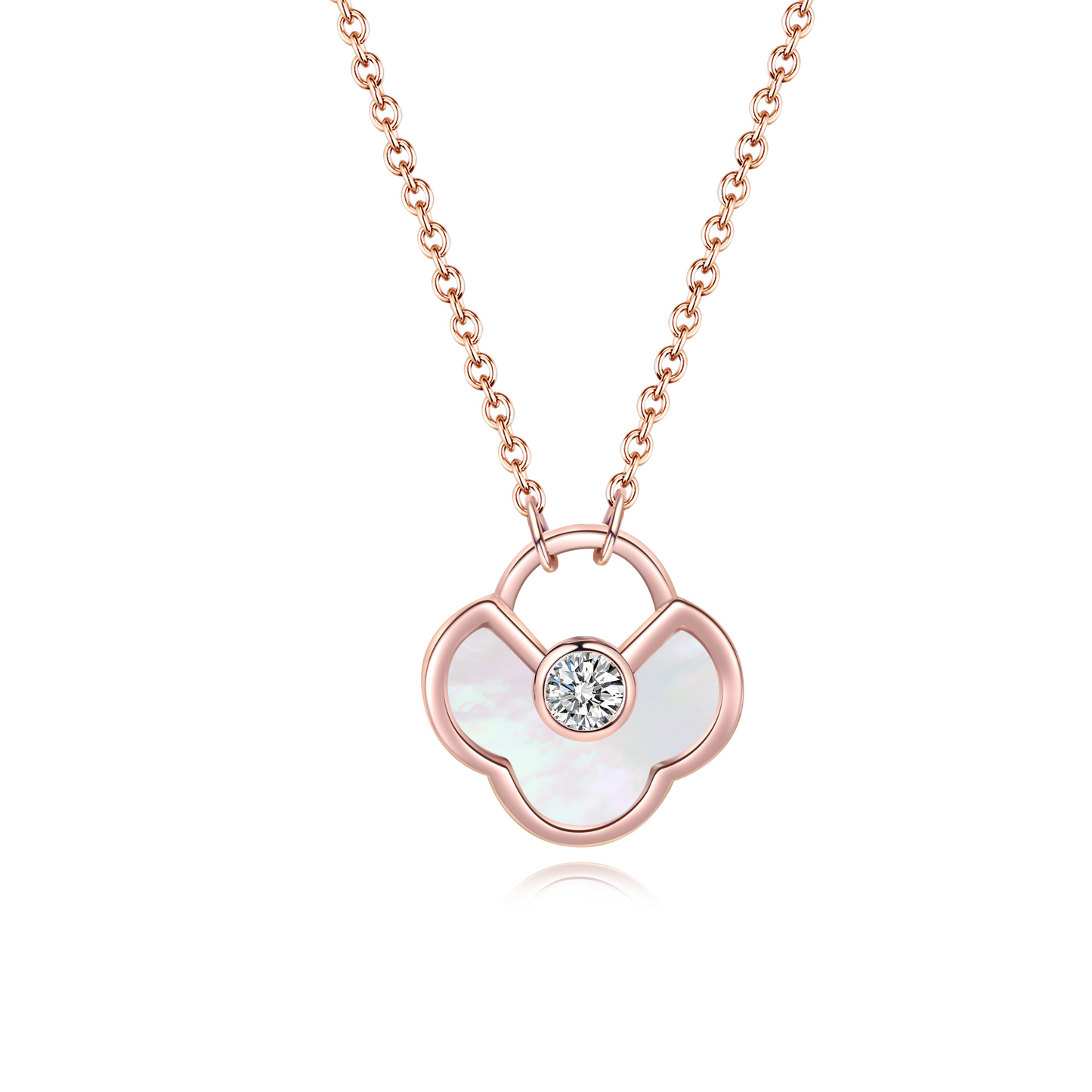 Rose Gold Clover 0.1ct Moissanite Necklace