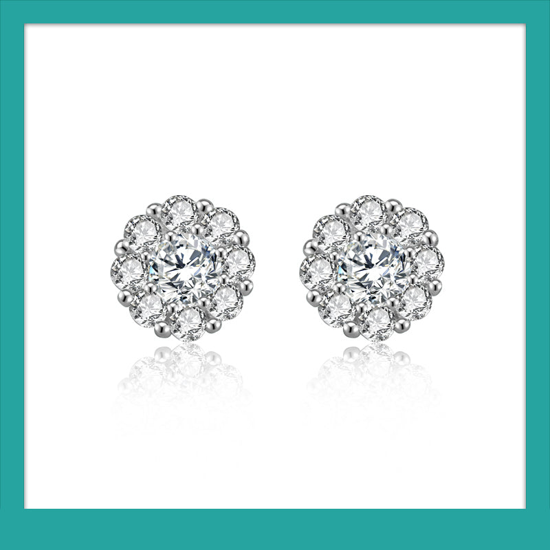 Heart On Fire 0.5Carat*2 Moissanite Stud Earrings