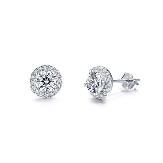 Halo Round 0.5ct *2 Moissanite Stud Earrings