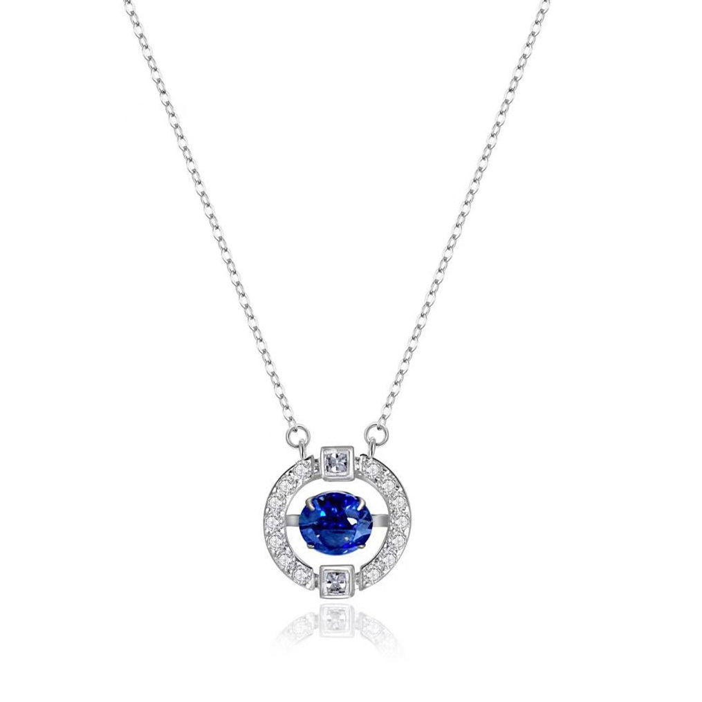 Sparkling Dance 1ct Sapphire Blue Moissanite Necklace